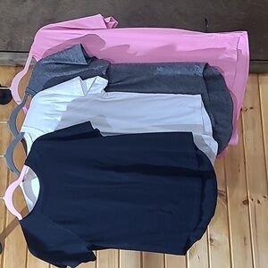 Lot Of 4 Tek Gear Women's Short Sleeve T-Shirts - Black, White, Gray, Pink